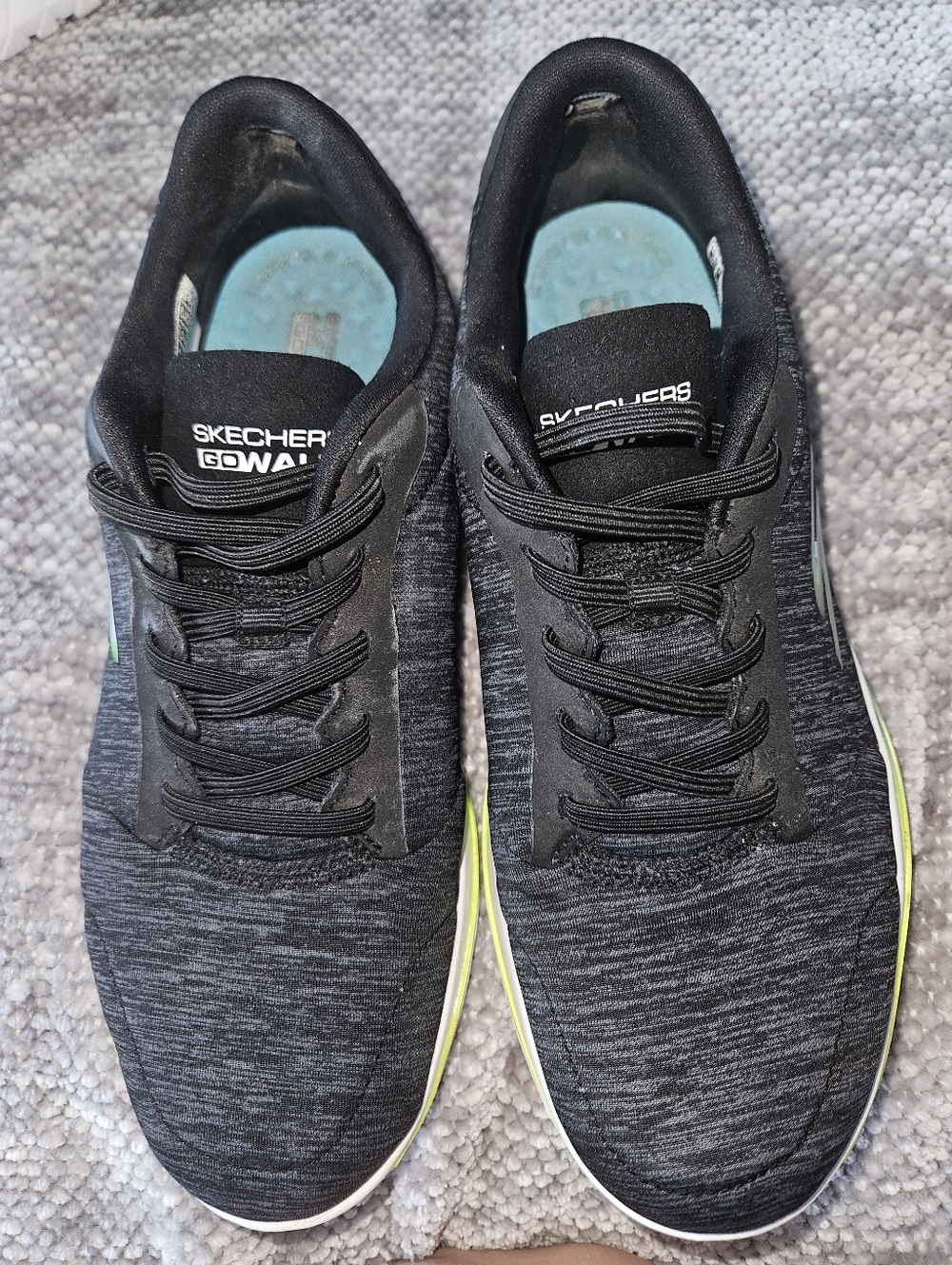 Skechers GOwalk Knit Lace-Up Sneakers - Black with Mint and Lime Trim
